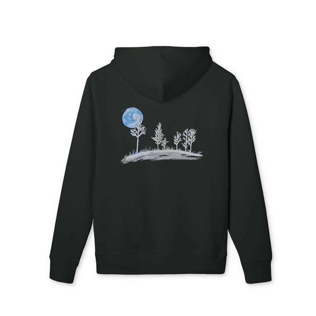 Moonlit Forest Original Chalk Art Hoodie back view black