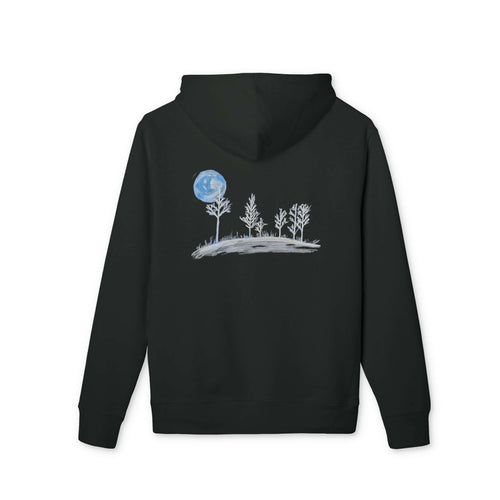 Moonlit Forest Original Chalk Art Hoodie back view black