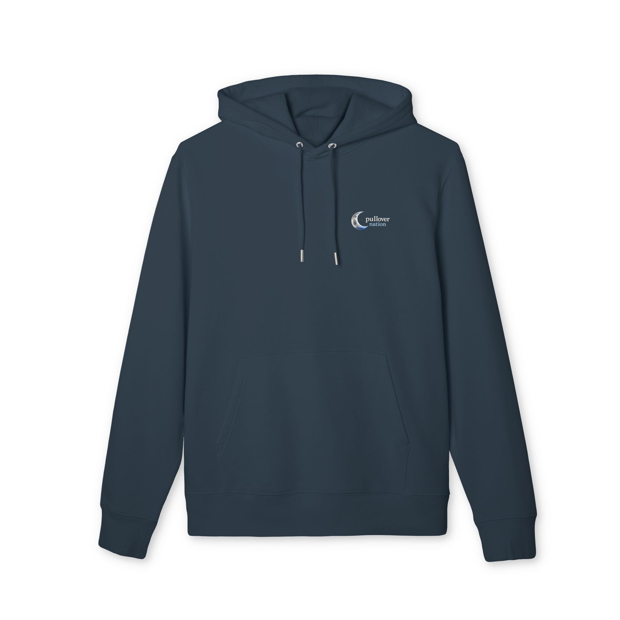 Quiet Strength Original Chalk Art Pine Moon Hoodie front view india ink grey
